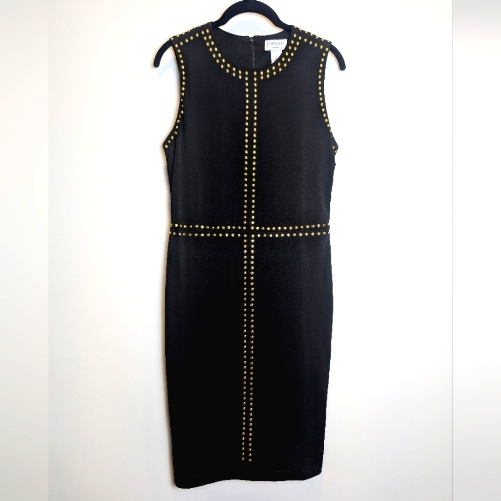Black and Gold Studded Sleeveless Dress